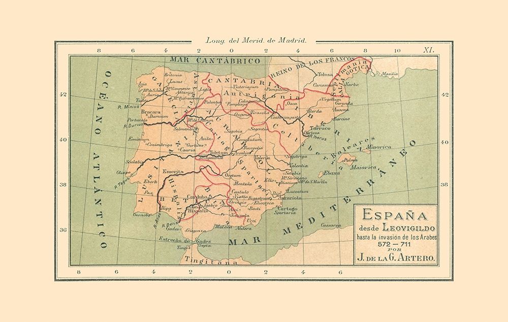 Spain 572 AD to 711 AD - Artero 1879 art print by Artero for $57.95 CAD