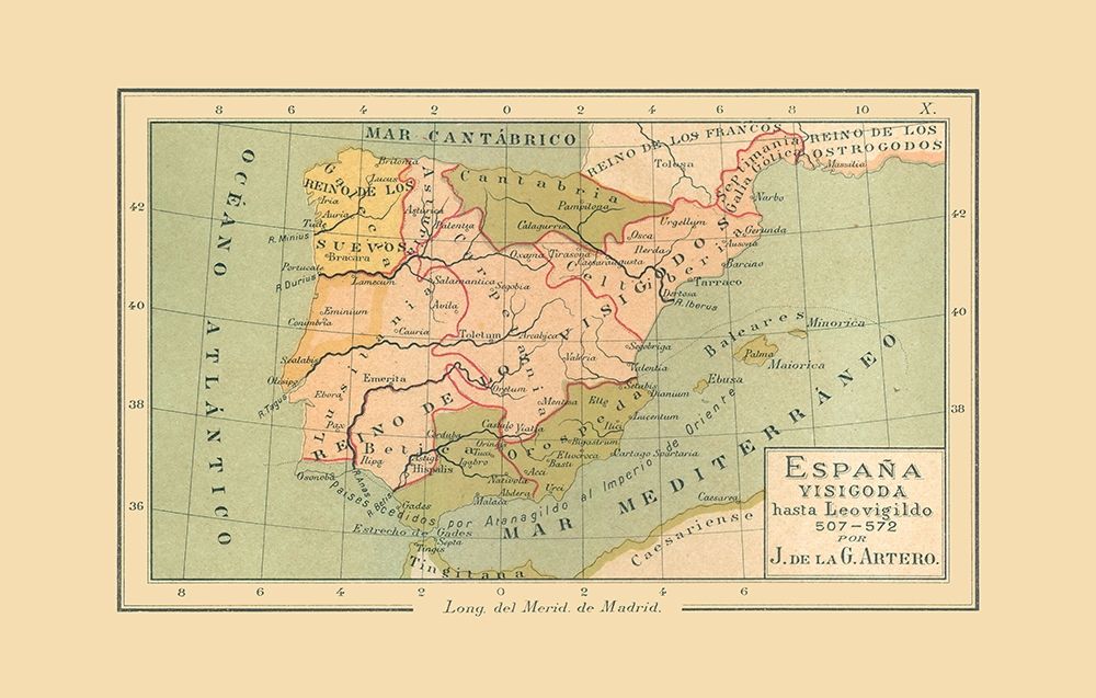 Spain 507 AD to 572 AD - Artero 1879 art print by Artero for $57.95 CAD
