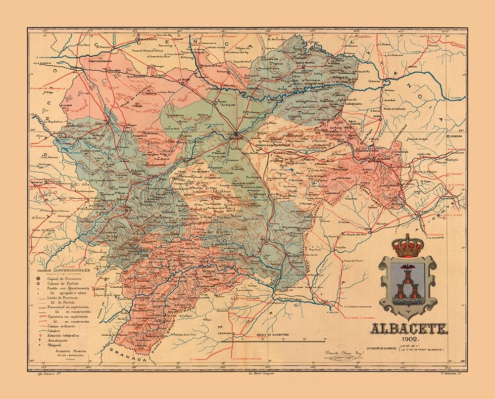 Albacete Spain 1902 - Martine 1904 art print by Martine for $57.95 CAD