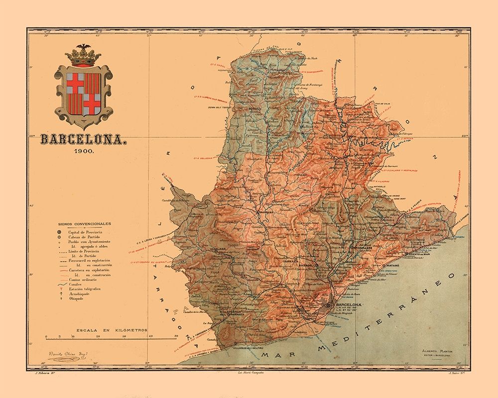 Barcelona Spain 1900 - Martine 1904 art print by Martine for $57.95 CAD