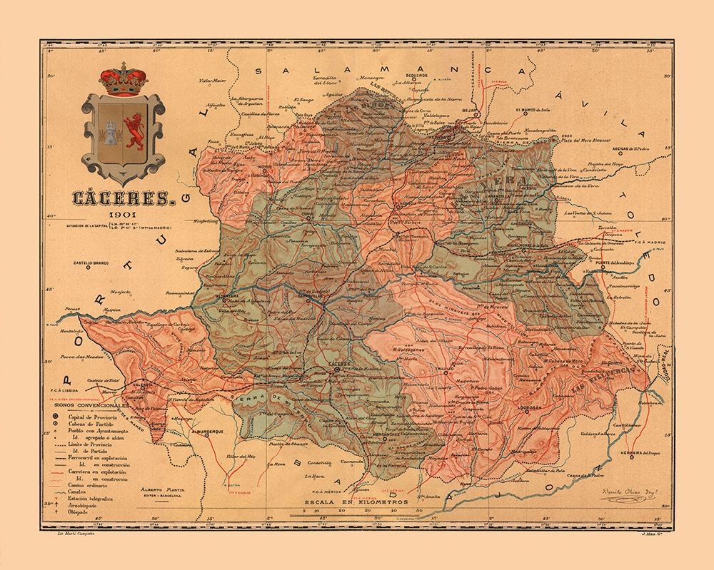 Caceres Spain 1901 - Martine 1904 art print by Martine for $57.95 CAD
