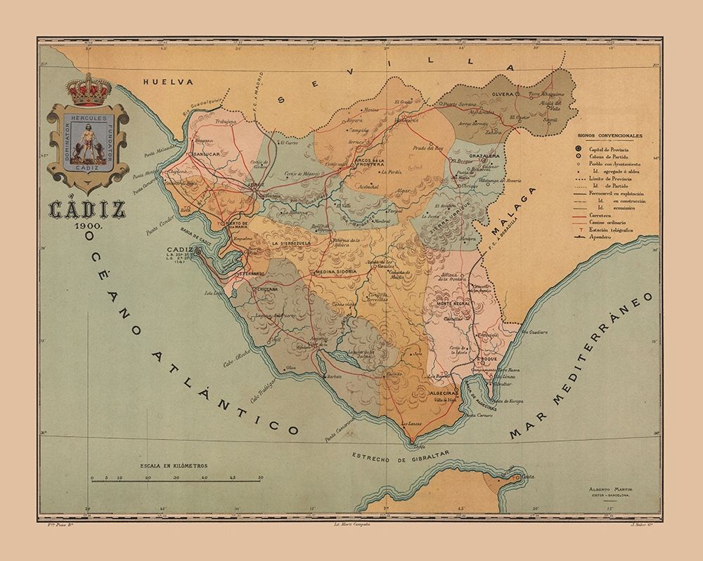 Cadiz Spain 1900 - Martine 1904 art print by Martine for $57.95 CAD