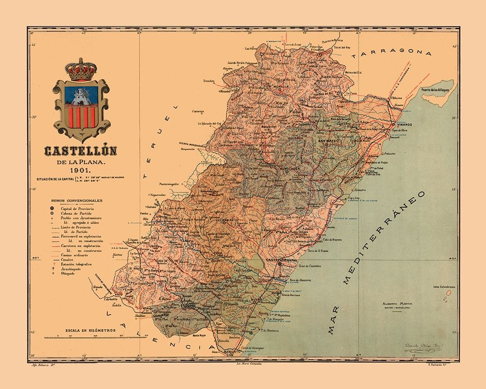 Castellon de la Plana Spain 1901 - Martine 1904 art print by Martine for $57.95 CAD