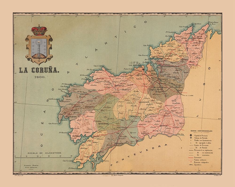 A Coruna Spain 1900 - Martine 1904 art print by Martine for $57.95 CAD
