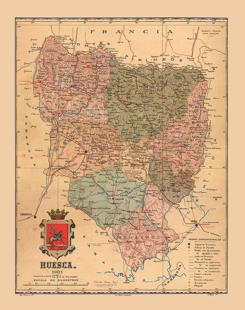 Huesca Spain 1901 - Martine 1904 art print by Martine for $57.95 CAD
