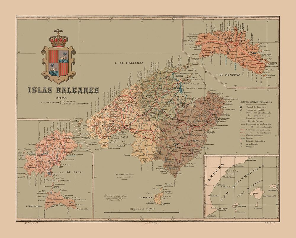 Balearic Islands Spain 1902 - Martine 1904 art print by Martine for $57.95 CAD