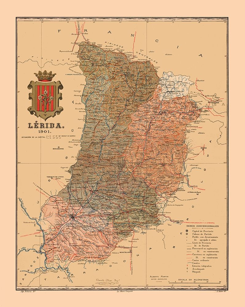 Lleida Spain 1901 - Martine 1904 art print by Martine for $57.95 CAD