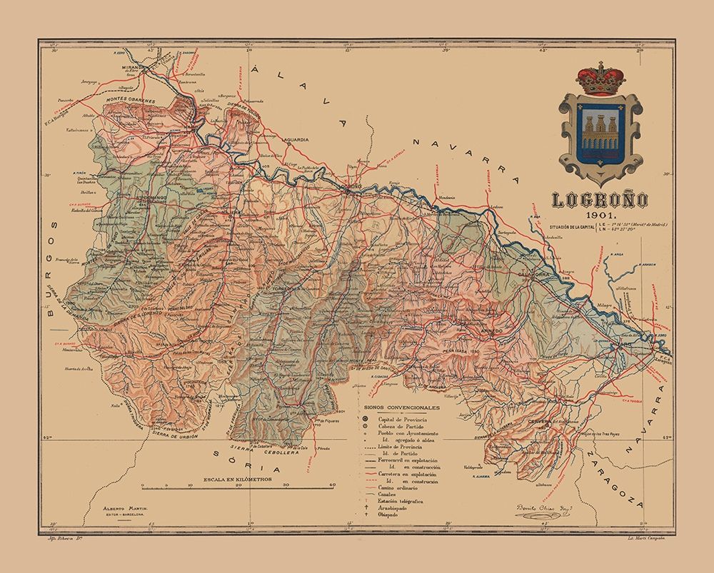 Logrono Spain 1901 - Martine 1904 art print by Martine for $57.95 CAD