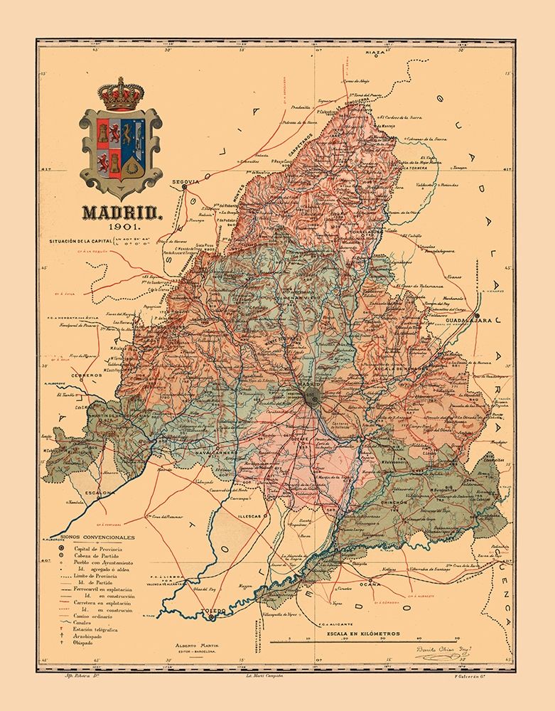 Madrid Spain 1901 - Martine 1904 art print by Martine for $57.95 CAD