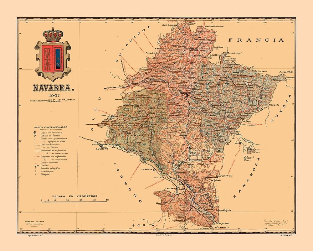 Navarre Spain 1901 - Martine 1904 art print by Martine for $57.95 CAD