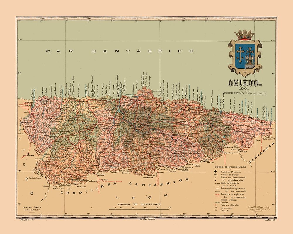 Oviedo Spain 1901 - Martine 1904 art print by Martine for $57.95 CAD