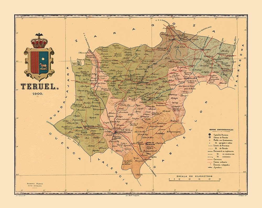 Teruel Spain 1900 - Martine 1904 art print by Martine for $57.95 CAD
