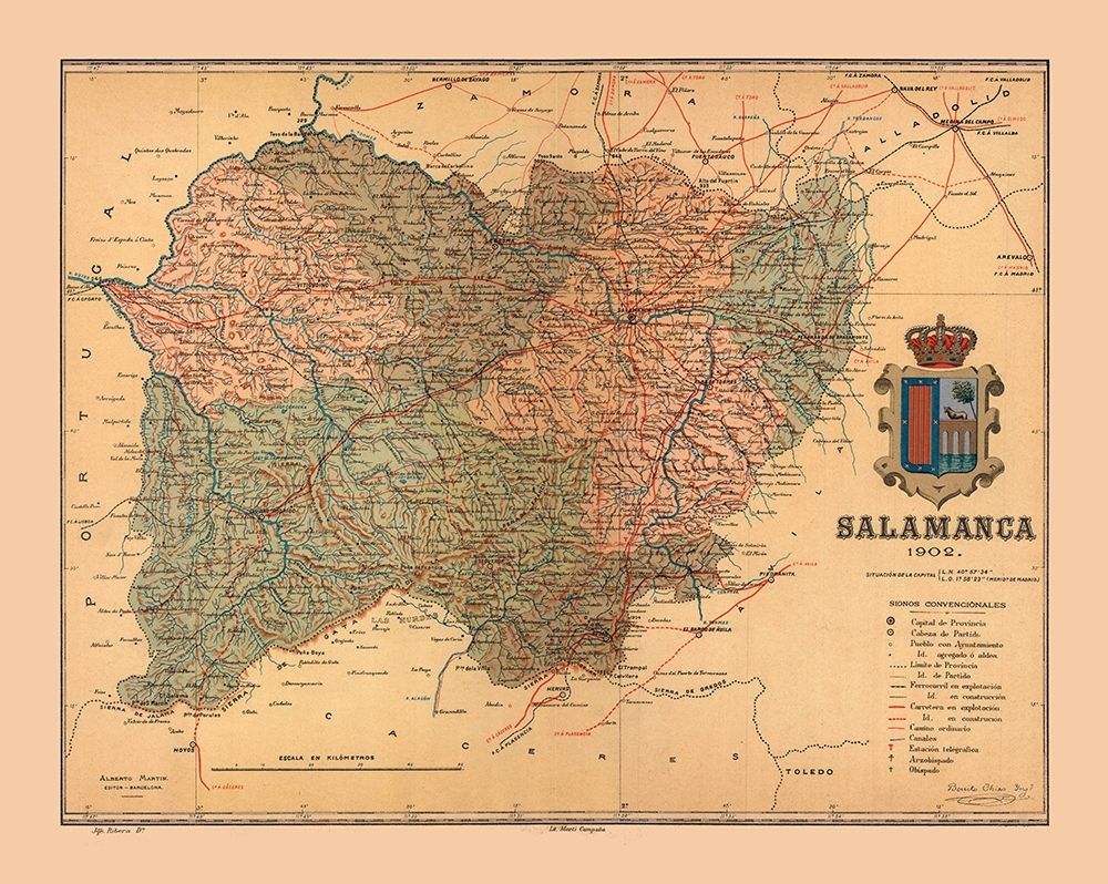 Salamanca Spain 1902 - Martine 1904 art print by Martine for $57.95 CAD
