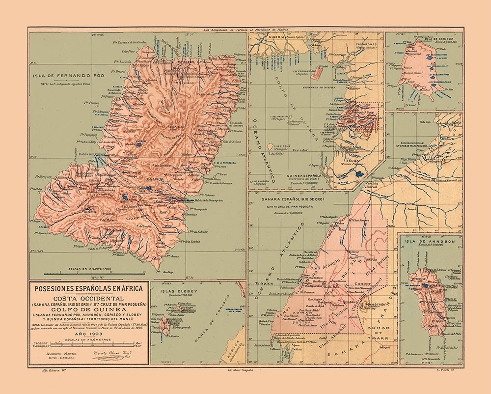 Spanish Possessions Africa - Martine 1904 art print by Martine for $57.95 CAD