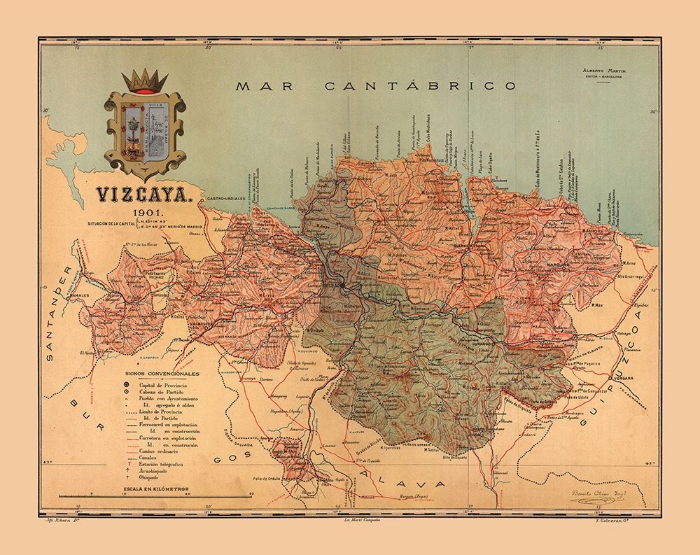 Biscay Spain 1901 - Martine 1904 art print by Martine for $57.95 CAD