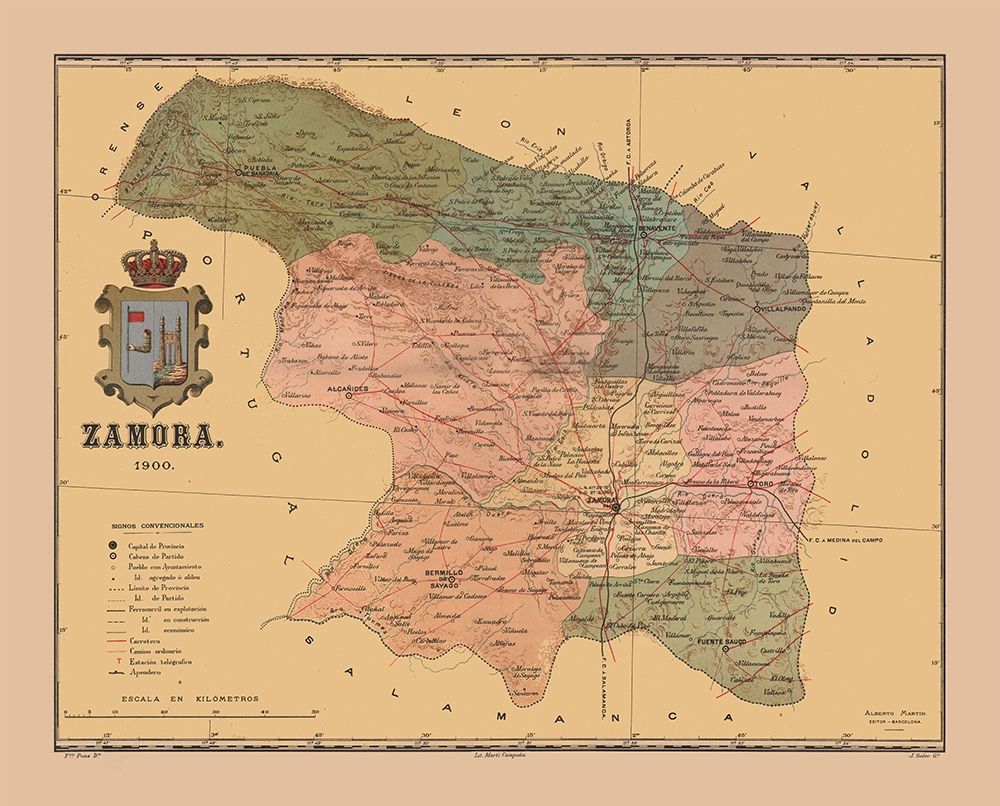 Zamora Spain 1900 - Martine 1904 art print by Martine for $57.95 CAD