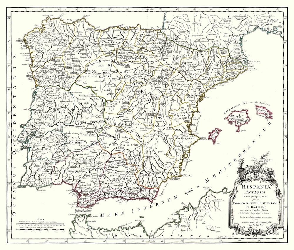 Ancient Spain - Vaugondy 1757 art print by Vaugondy for $57.95 CAD