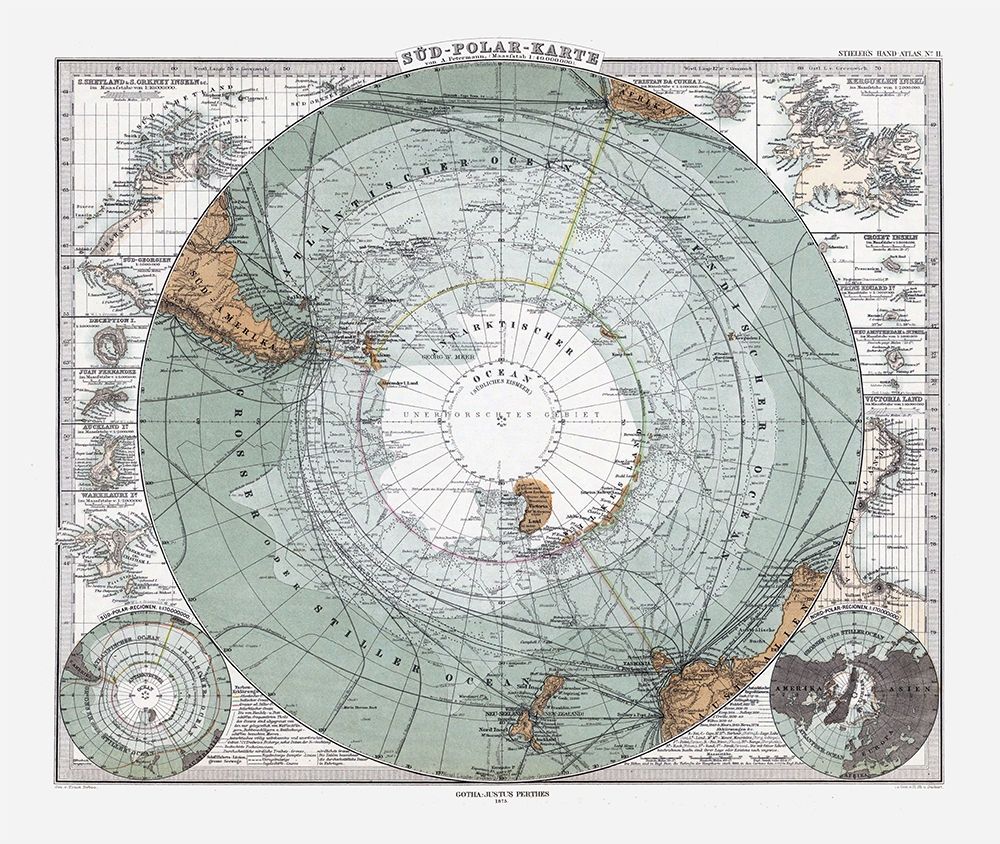 South Pole - Perthes 1875 art print by Perthes for $57.95 CAD