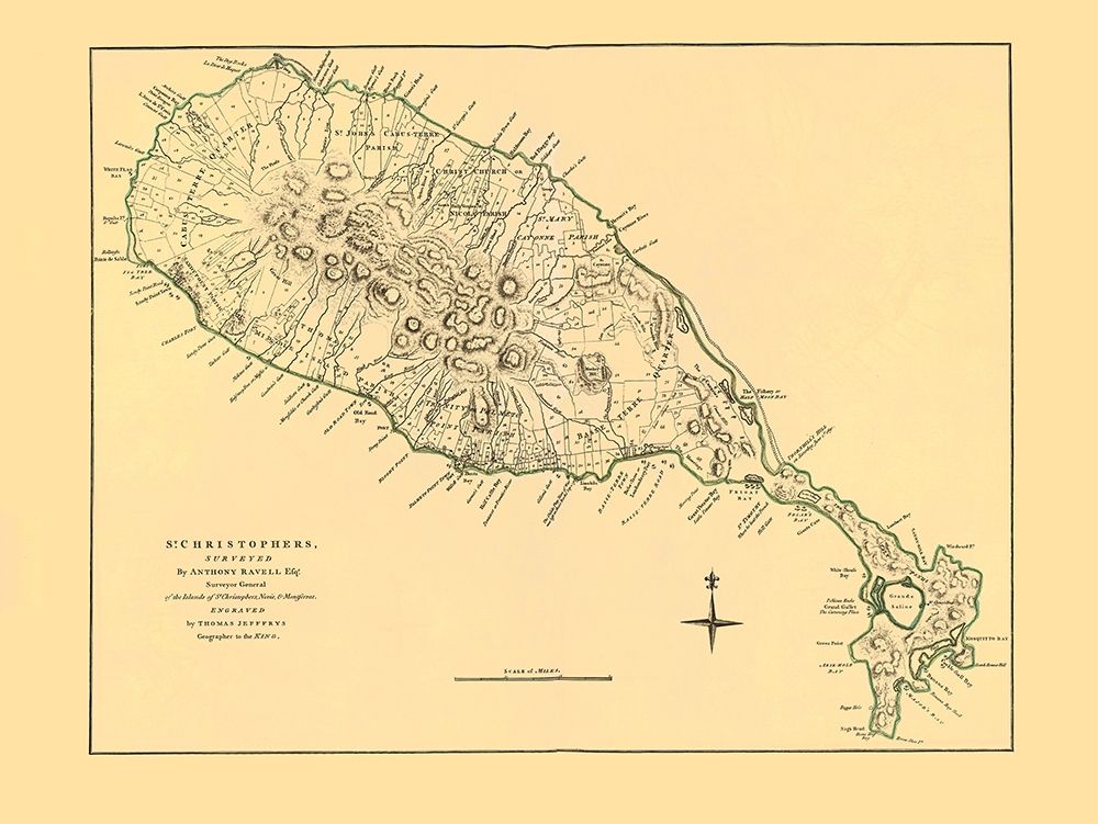 St Kitts St Christophers Caribbean - Jefferys 1768 art print by Jefferys for $57.95 CAD