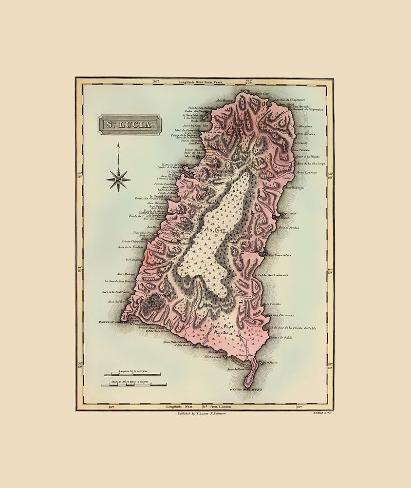 St Lucia Caribbean - Lucas 1823 art print by Lucas for $57.95 CAD