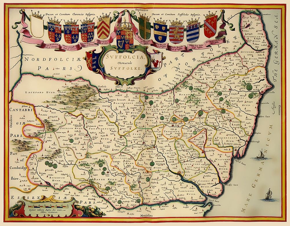 Suffolk County England - Blaeu 1646 art print by Blaeu for $57.95 CAD