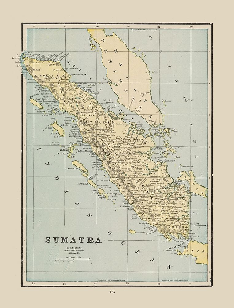 Sumatra Indonesia Asia - Cram 1892 art print by Cram for $57.95 CAD