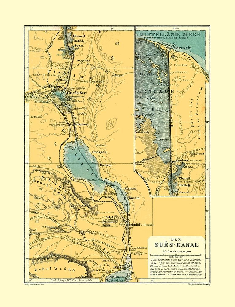 Suez Canal Egypt - Baedeker 1913 art print by Baedeker for $57.95 CAD