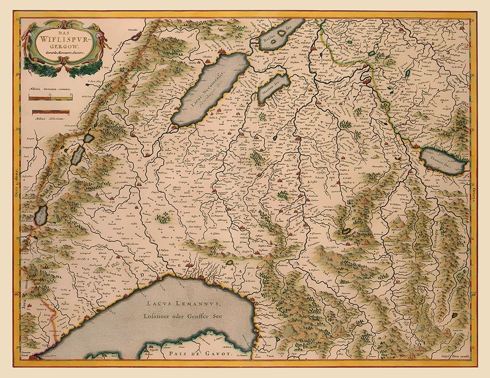 Southwest Switzerland - Blaeu 1610 art print by Blaeu for $57.95 CAD