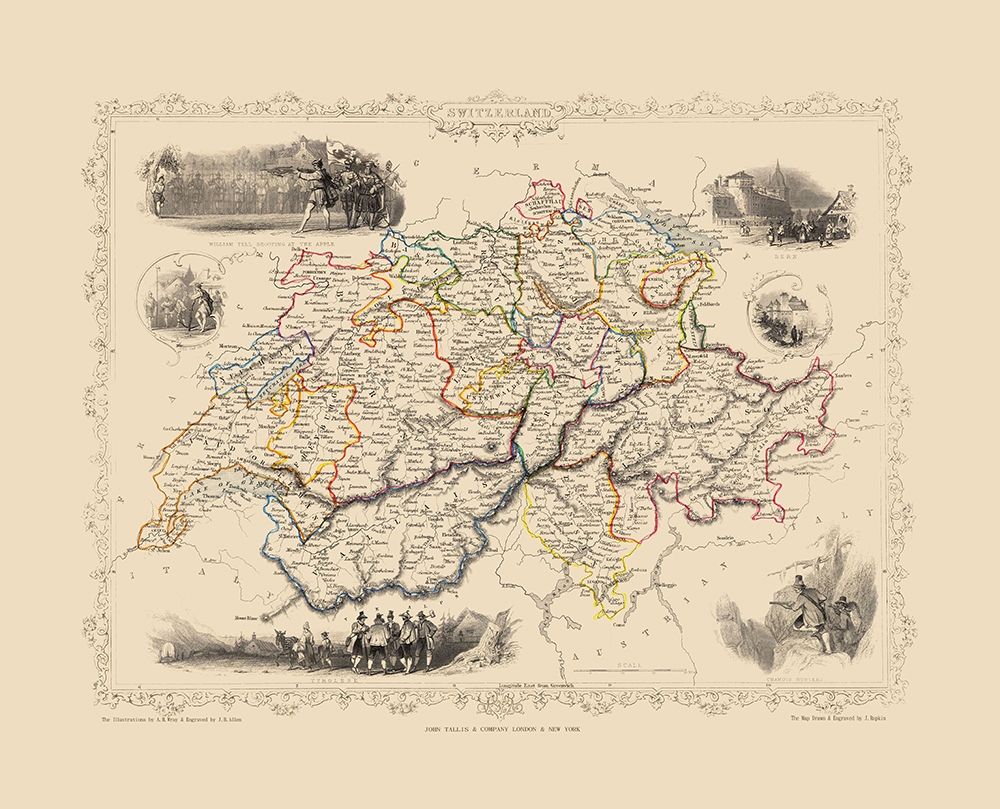 Switzerland - Tallis 1851 art print by Tallis for $57.95 CAD