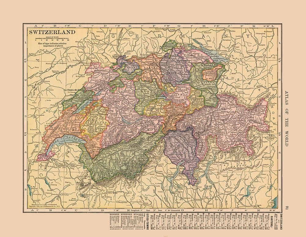 Switzerland - Hammond 1910 art print by Hammond for $57.95 CAD
