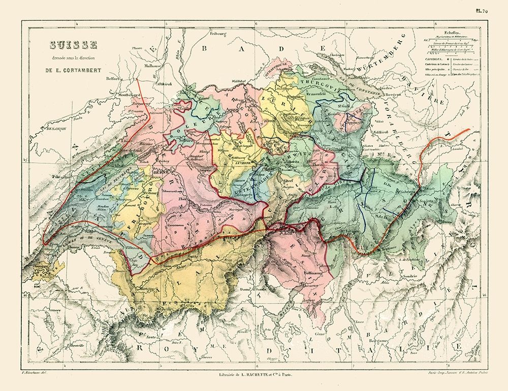 Switzerland - Cortambert 1880 art print by Cortambert for $57.95 CAD