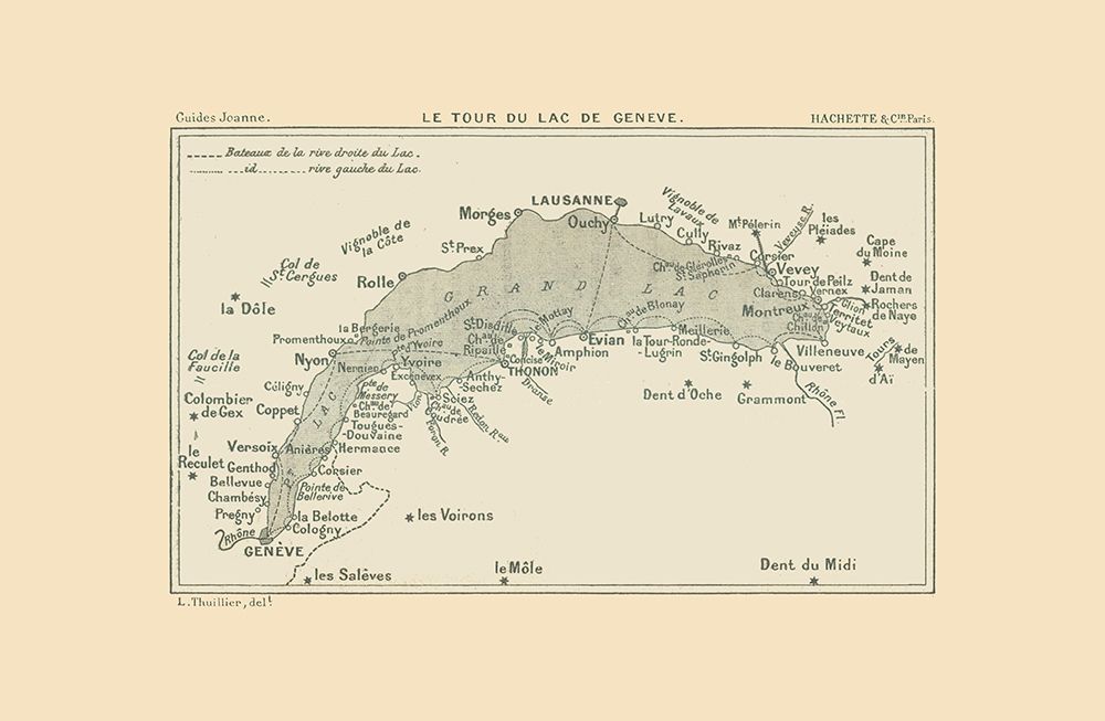 Geneva Lake Tour Switzerland - Swiss Guide 1917 art print by Swiss Guide for $57.95 CAD