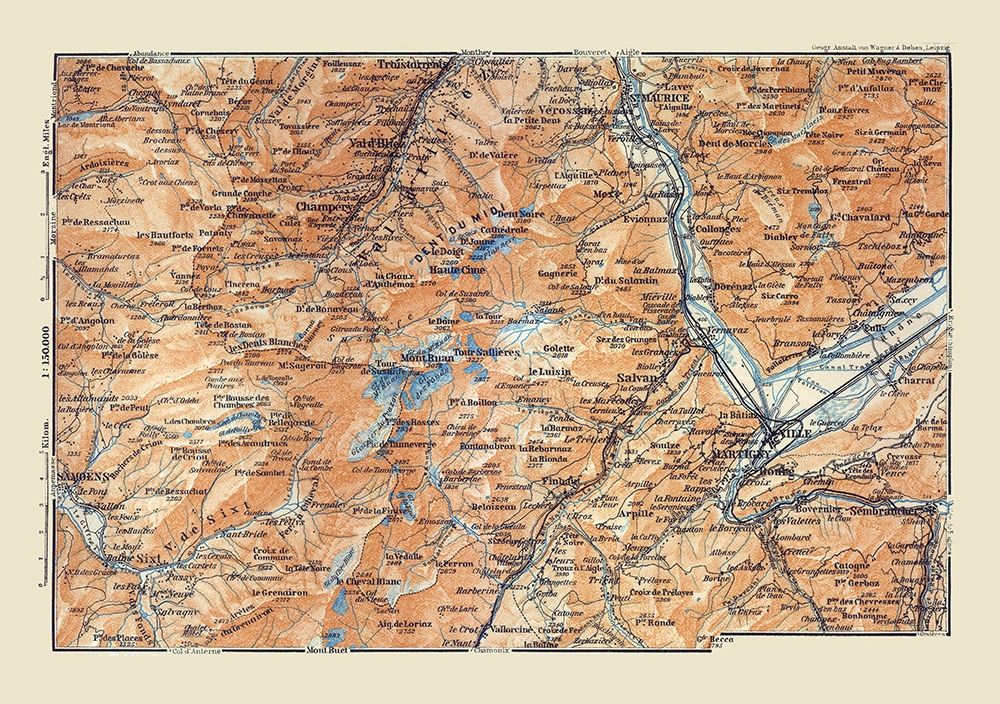 Dents du Midi Region Switzerland France art print by Baedeker for $57.95 CAD