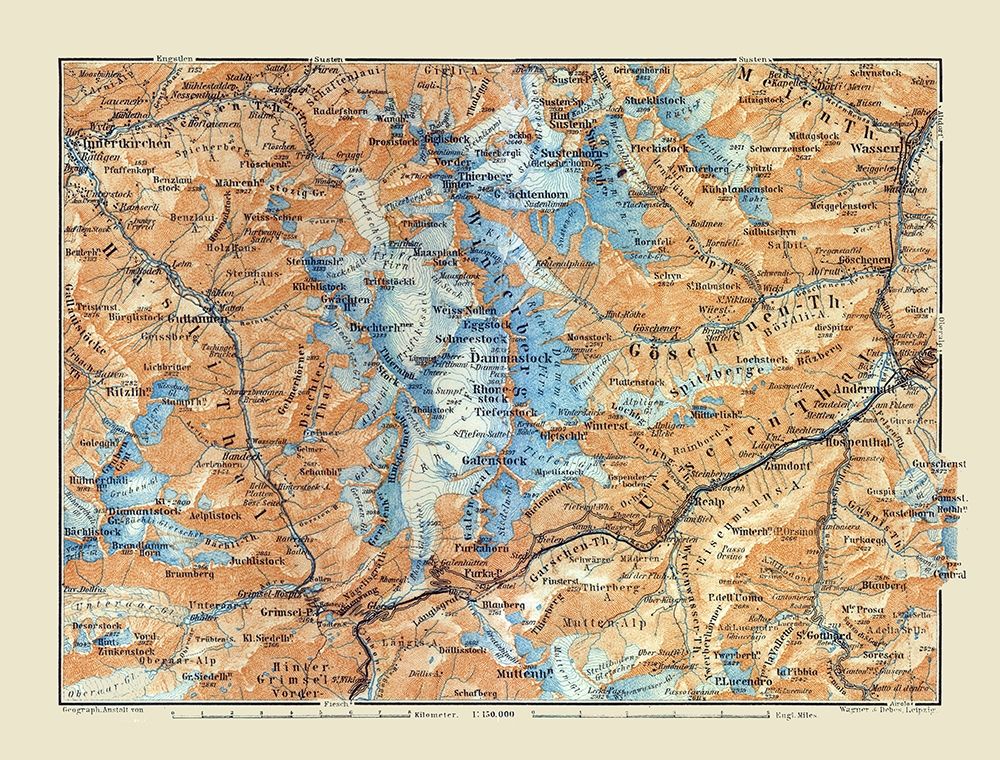 Winterberg Mountains Region Switzerland art print by Baedeker for $57.95 CAD