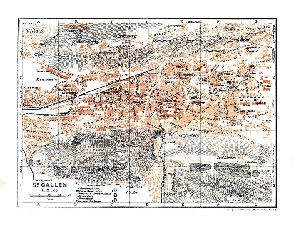 St Gallen Switzerland - Baedeker 1921 art print by Baedeker for $57.95 CAD