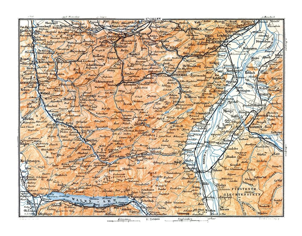 St Gallen Region Switzerland - Baedeker 1921 art print by Baedeker for $57.95 CAD