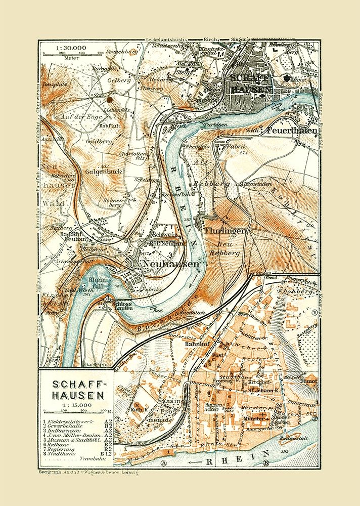 Schaffhausen Switzerland - Baedeker 1921 art print by Baedeker for $57.95 CAD