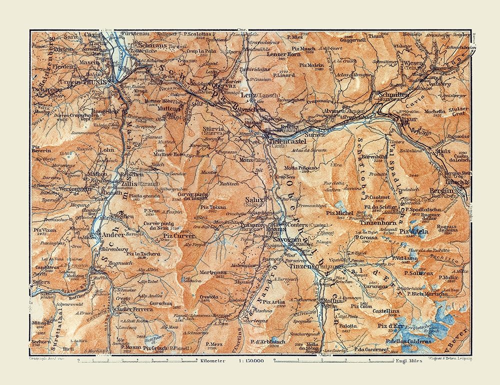 Oberhalbstein Region Switzerland - Baedeker 1921 art print by Baedeker for $57.95 CAD