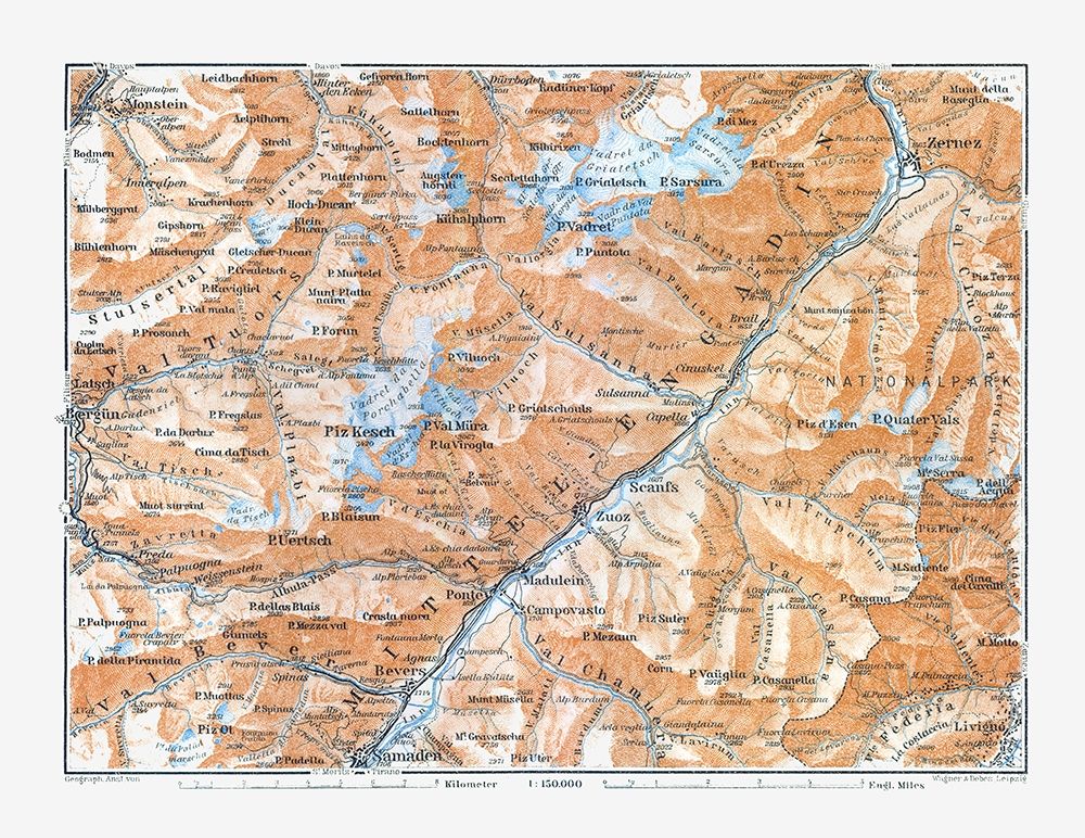 Engadin Region Switzerland - Baedeker 1921 art print by Baedeker for $57.95 CAD