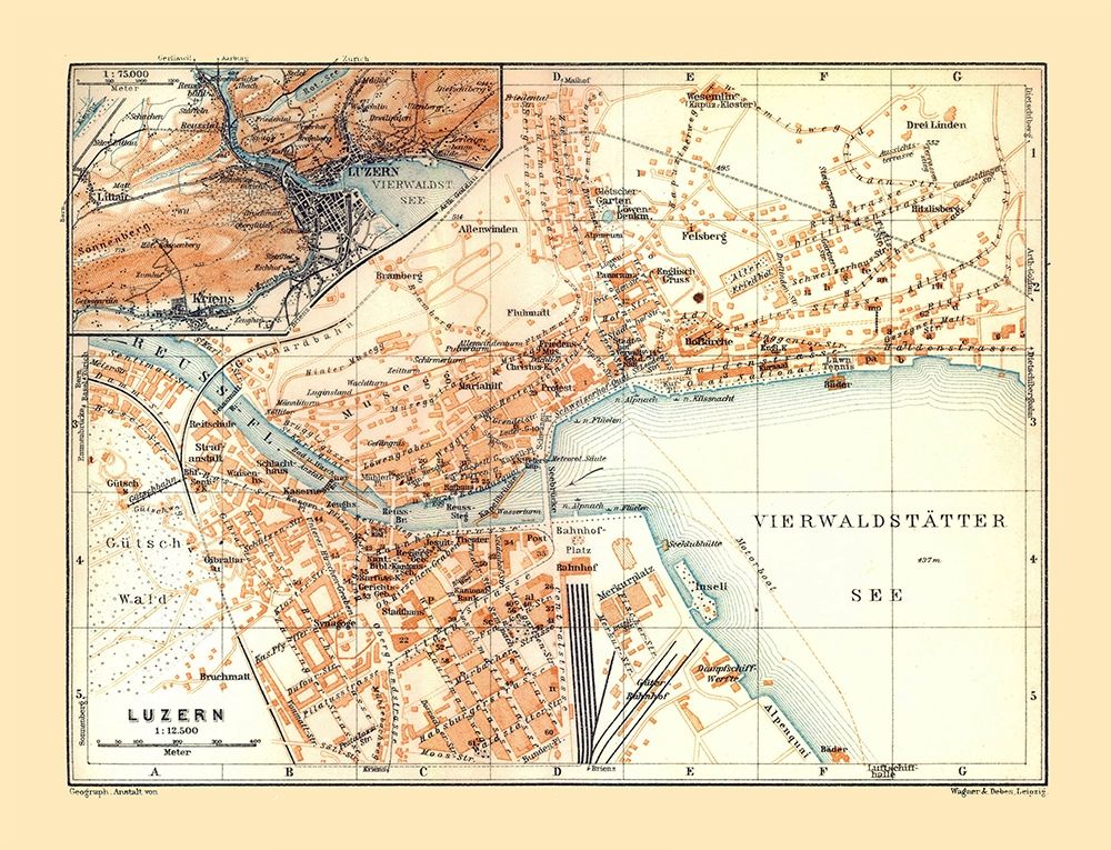 Lucerne Switzerland - Baedeker 1921 art print by Baedeker for $57.95 CAD