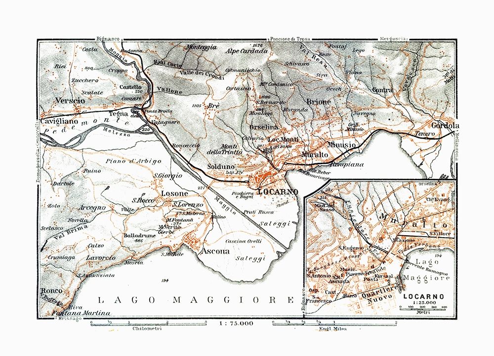 Locarno Region Switzerland - Baedeker 1921 art print by Baedeker for $57.95 CAD