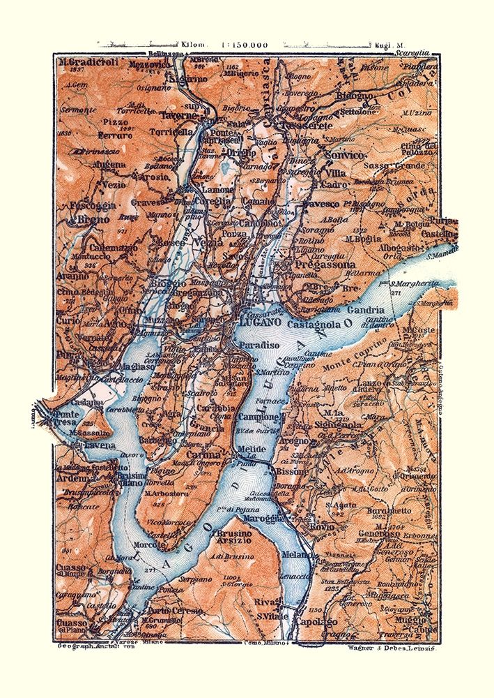 Lugano Switzerland - Baedeker 1921 art print by Baedeker for $57.95 CAD