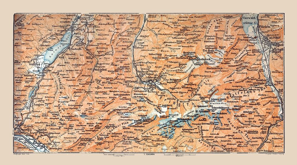 Engelberg Region Switzerland - Baedeker 1921 art print by Baedeker for $57.95 CAD