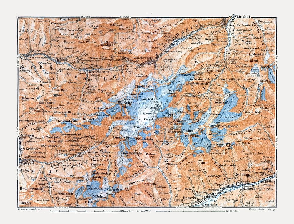 Bifertenstock Region Switzerland - Baedeker 1921 art print by Baedeker for $57.95 CAD