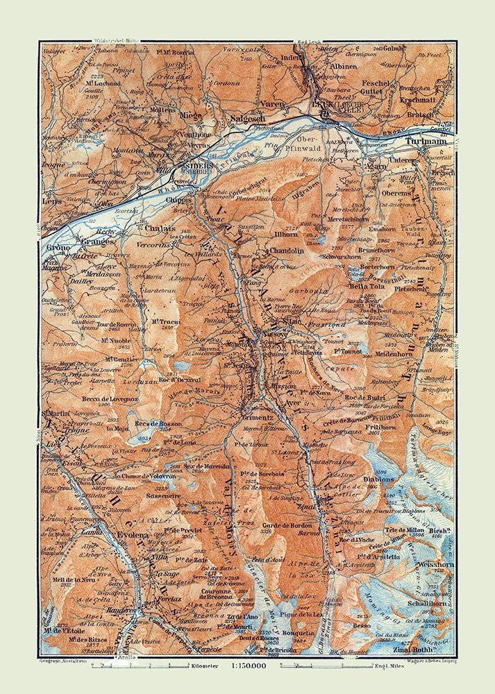 Val dAnniviers Region Switzerland - Baedeker 1921 art print by Baedeker for $57.95 CAD