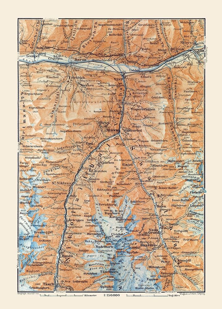 Stalden Region Switzerland - Baedeker 1921 art print by Baedeker for $57.95 CAD