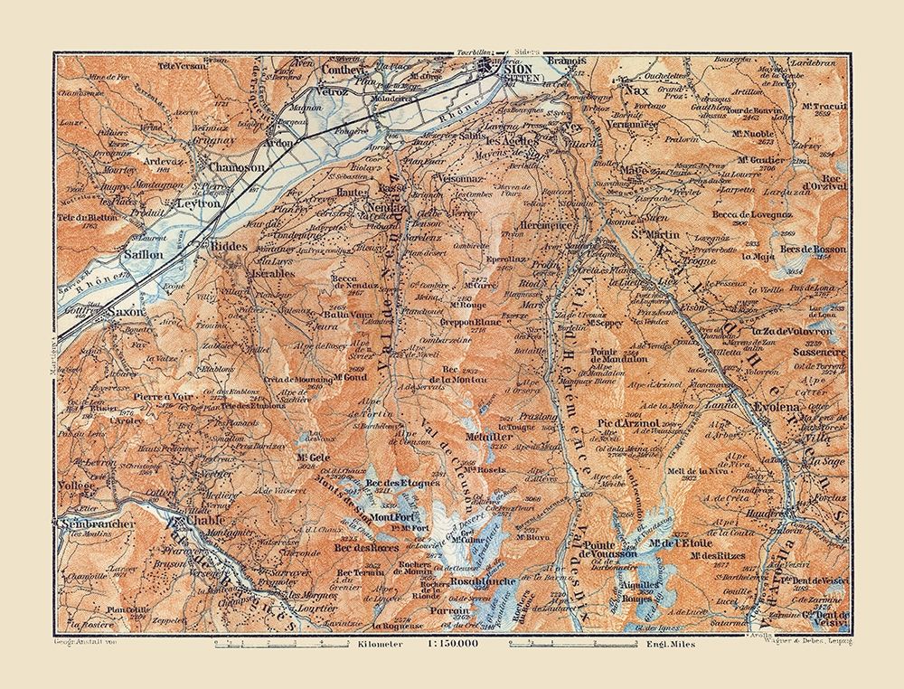 South Sion Region Switzerland - Baedeker 1921 art print by Baedeker for $57.95 CAD