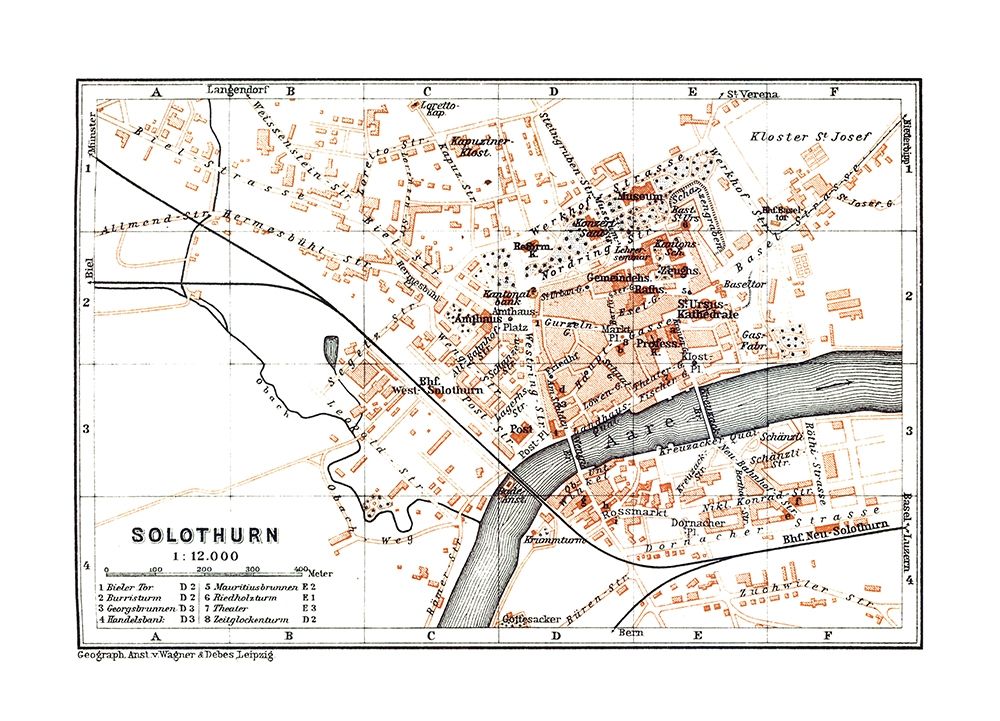 Solothurn Switzerland - Baedeker 1921 art print by Baedeker for $57.95 CAD