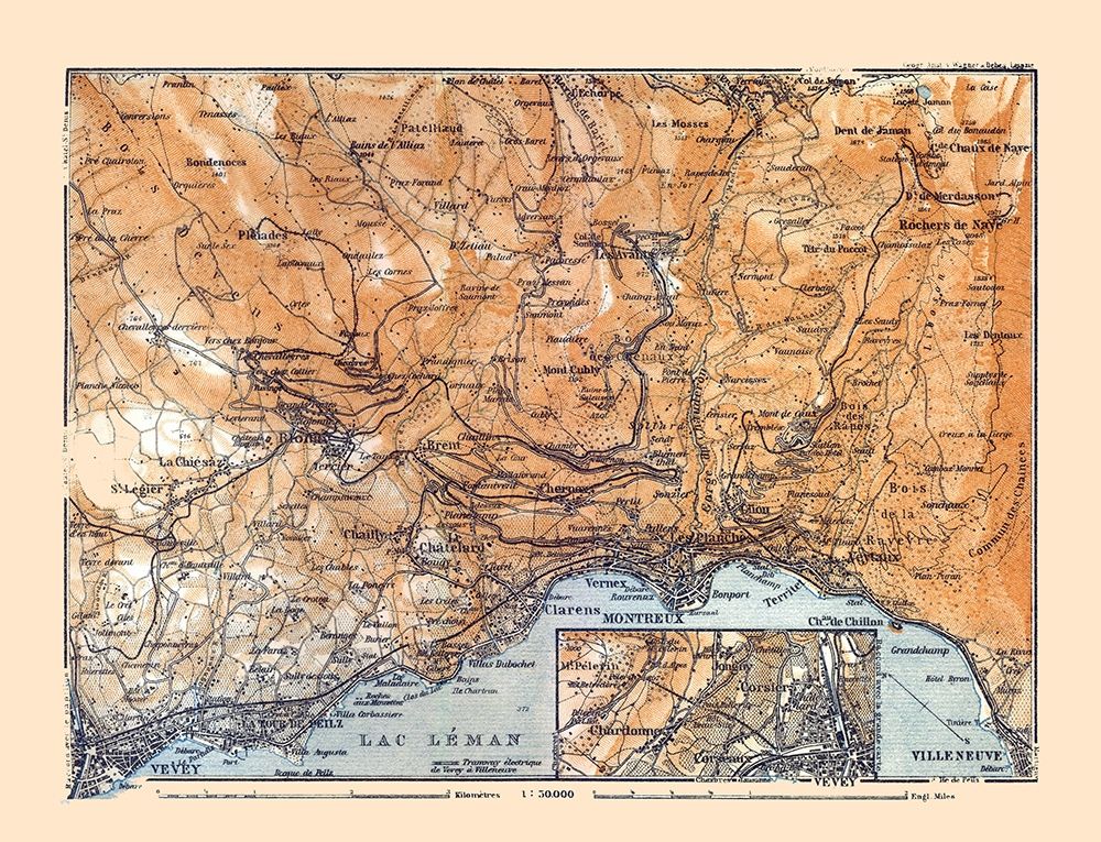 Lake Geneva Switzerland - Baedeker 1921 art print by Baedeker for $57.95 CAD