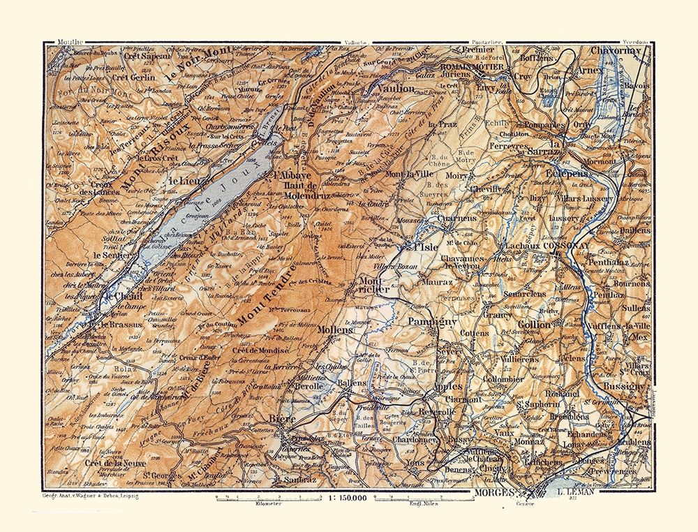 Mont Tendre Region Switzerland - Baedeker 1921 art print by Baedeker for $57.95 CAD